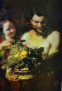 Jacob Jordaens Satyr and Girl with a Basket of Fruit Sweden oil painting artist